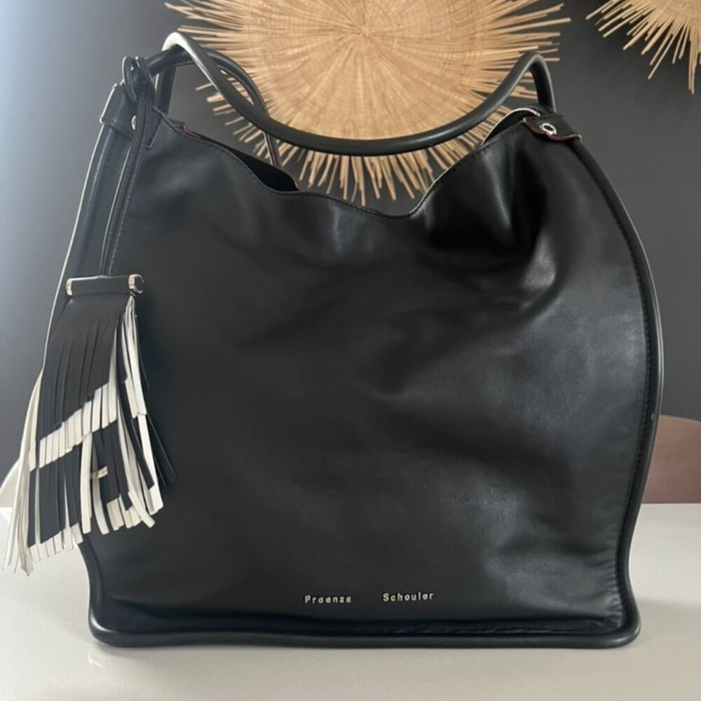 PROENZA SCHOULER CALF LEATHER MEDIUM TOTE BAG - BLK